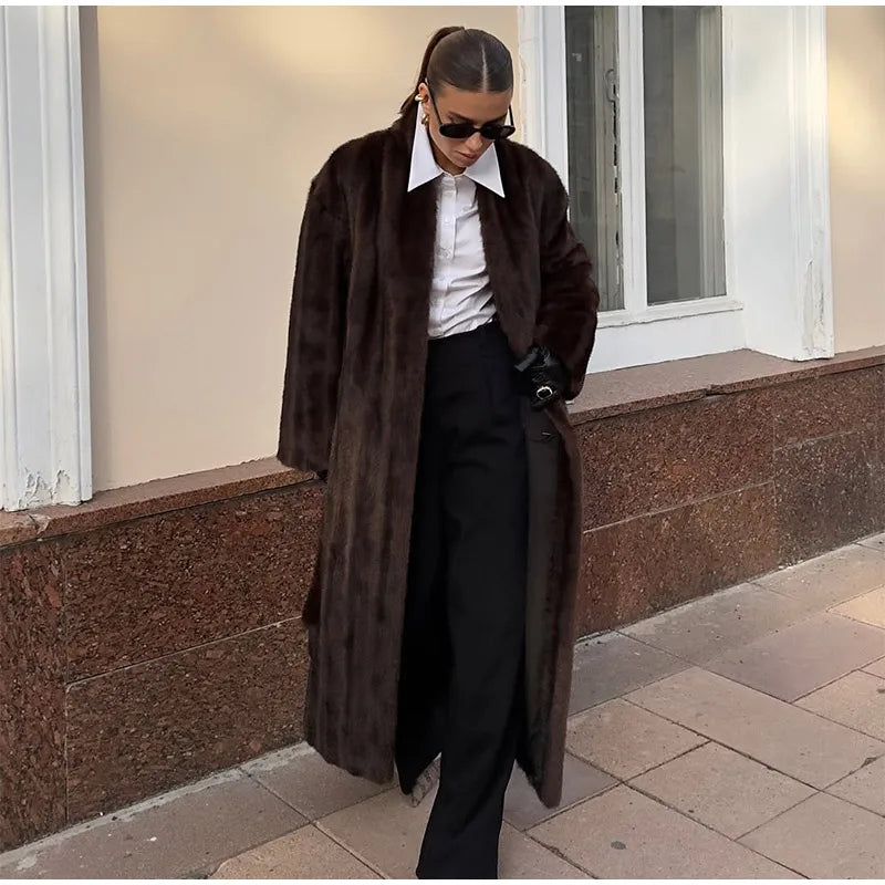The Long Brown Cruelty-Free Fur Coat