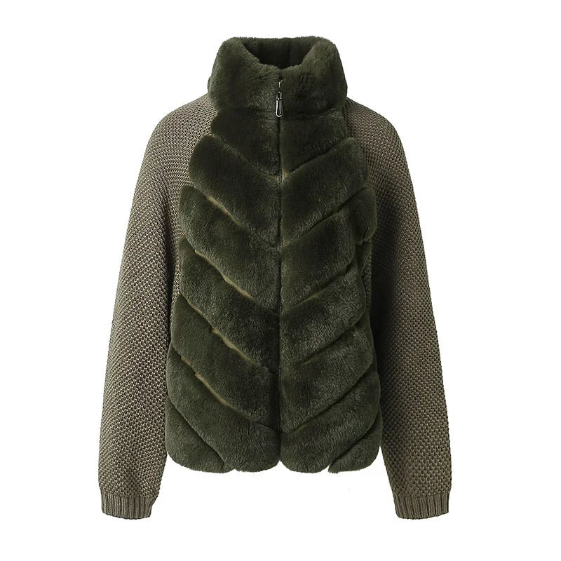 The Cruelty-Free Fur Panel Zip Jacket