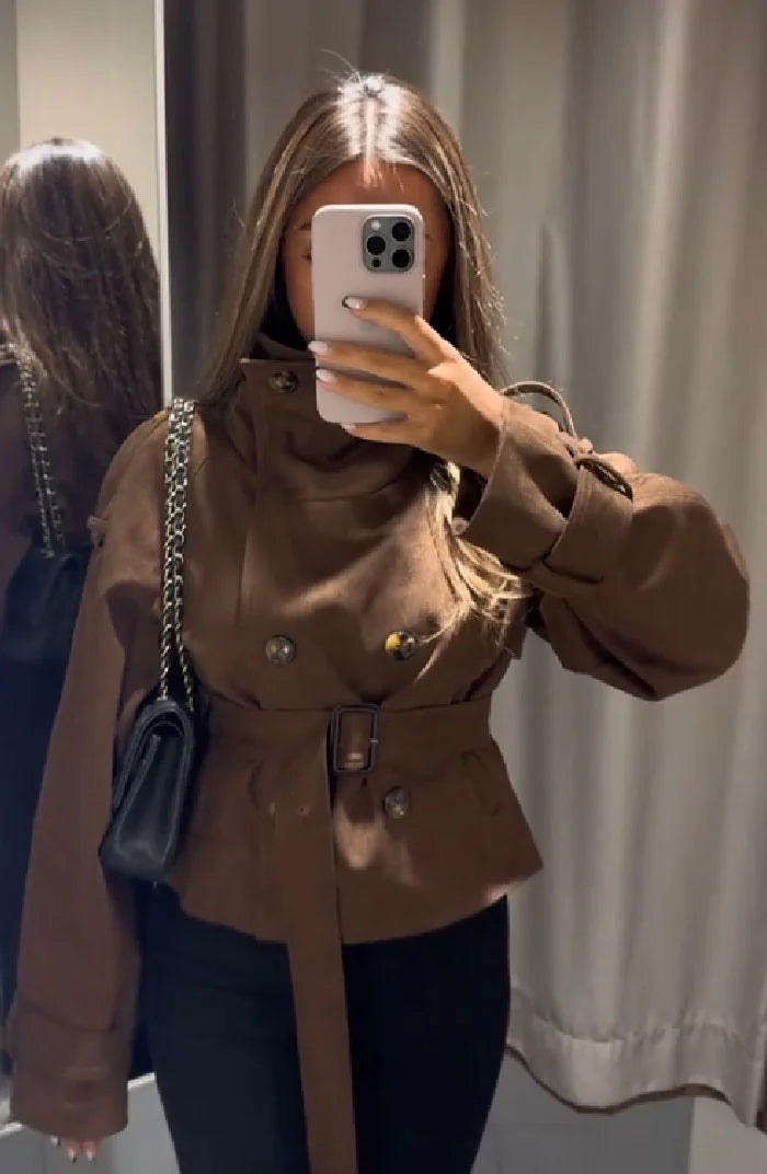 The Cruelty-Free Suede Cropped Trench