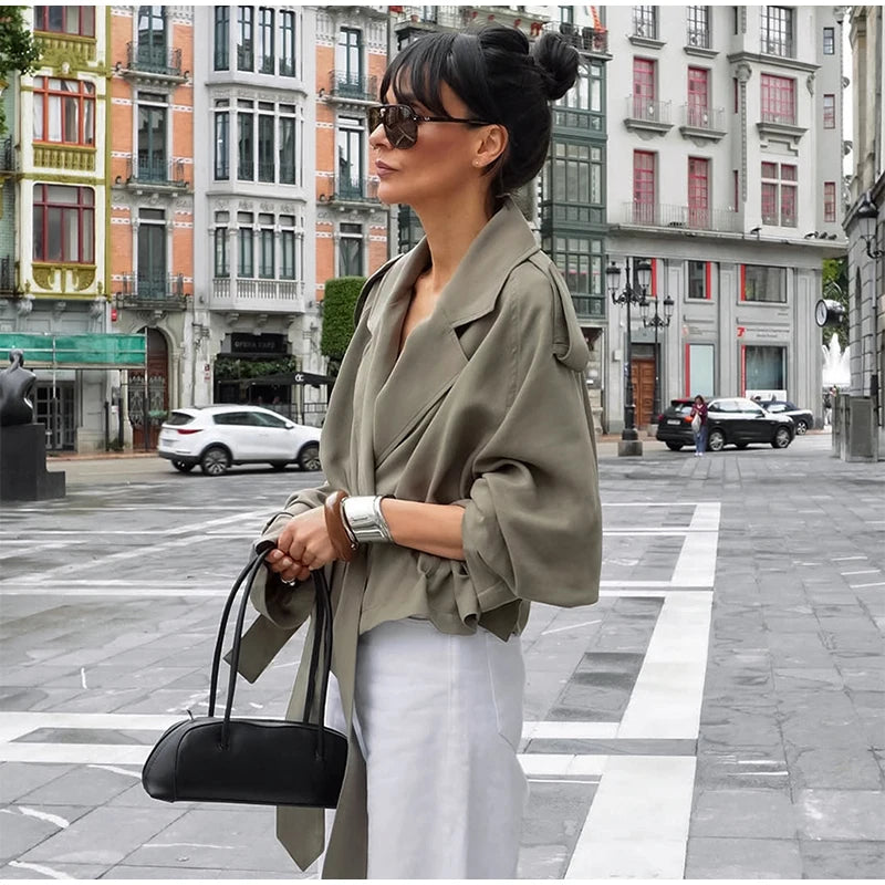 The Lace-Up Belted Short Trench