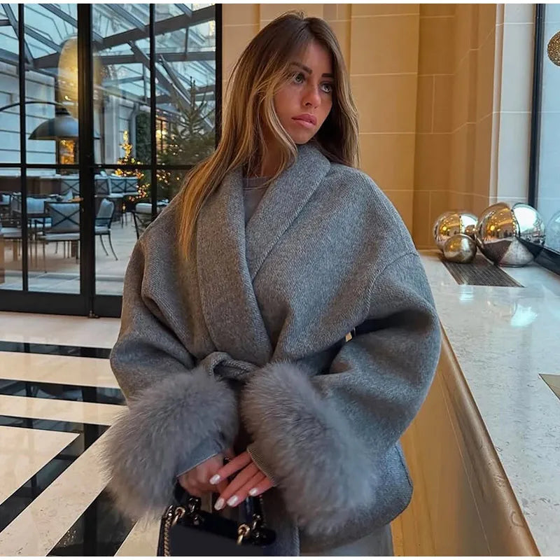 The Cruelty-Free Fur Cuff Wrap Coat