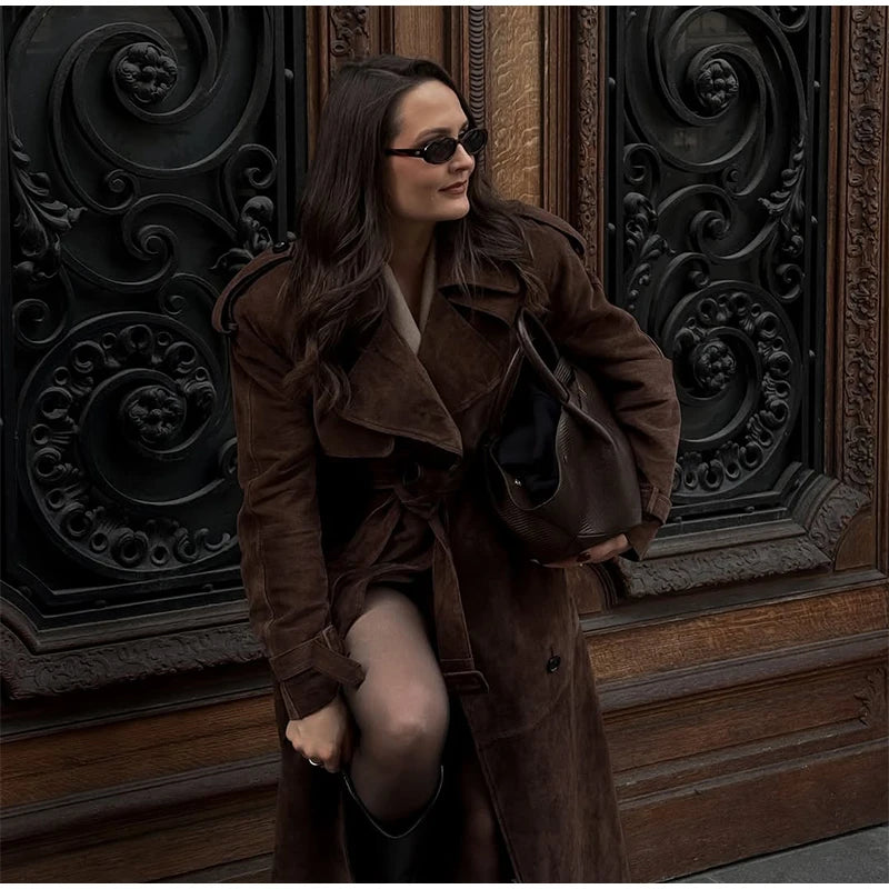 The Long Cruelty-Free Suede Overcoat