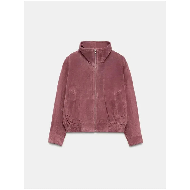 The Stand-Collar Suede-Touch Jacket