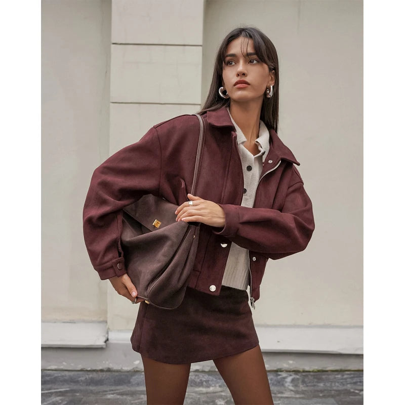 The Zip Cruelty-Free Suede Belted Jacket