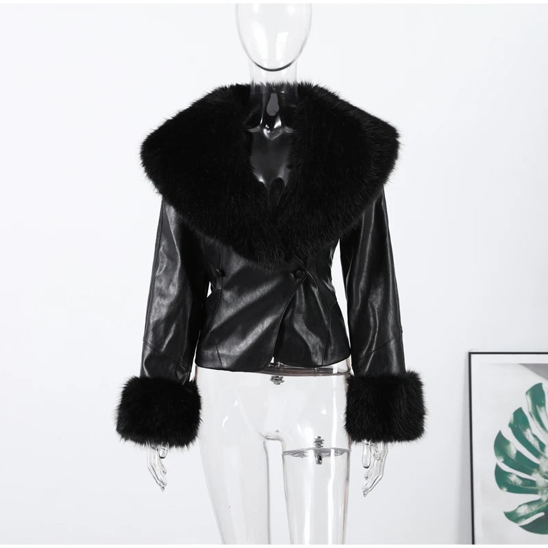 The Cruelty-Free Leather Jacket with Fur Collar