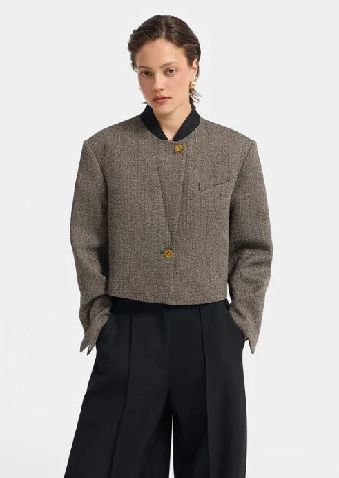 The Contrast-Trim Tweed Blazer