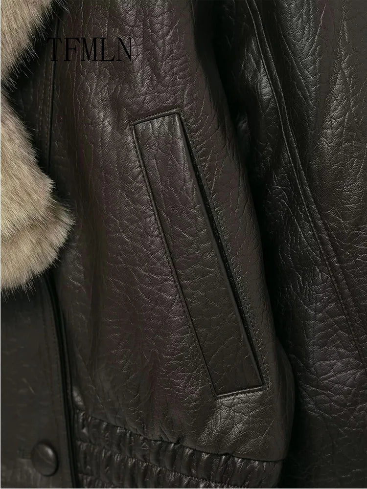 The Cruelty-Free Leather Coat with Fur Collar