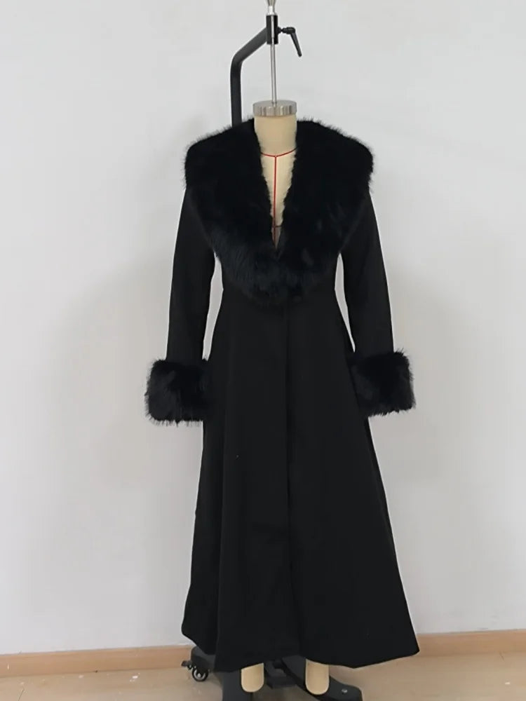 The Cruelty-Free Fur Trim Flared Coat