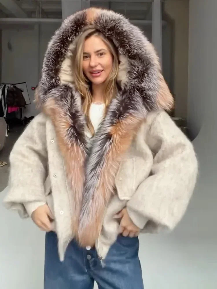 The Cruelty-Free Fur Trim Patchwork Coat