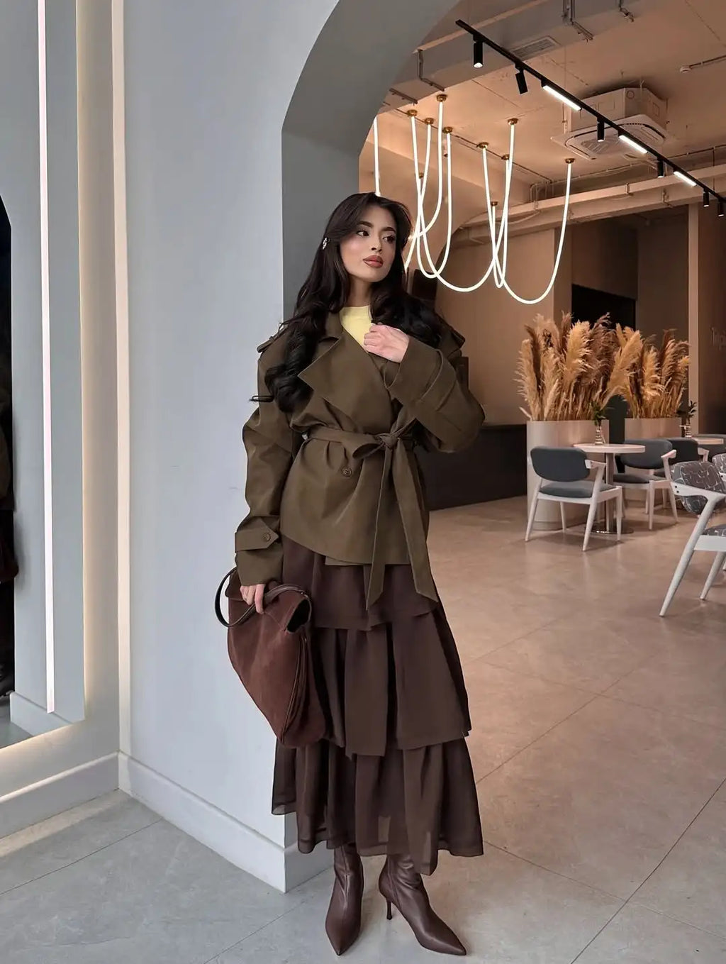 The Lace-Up Belted Short Trench