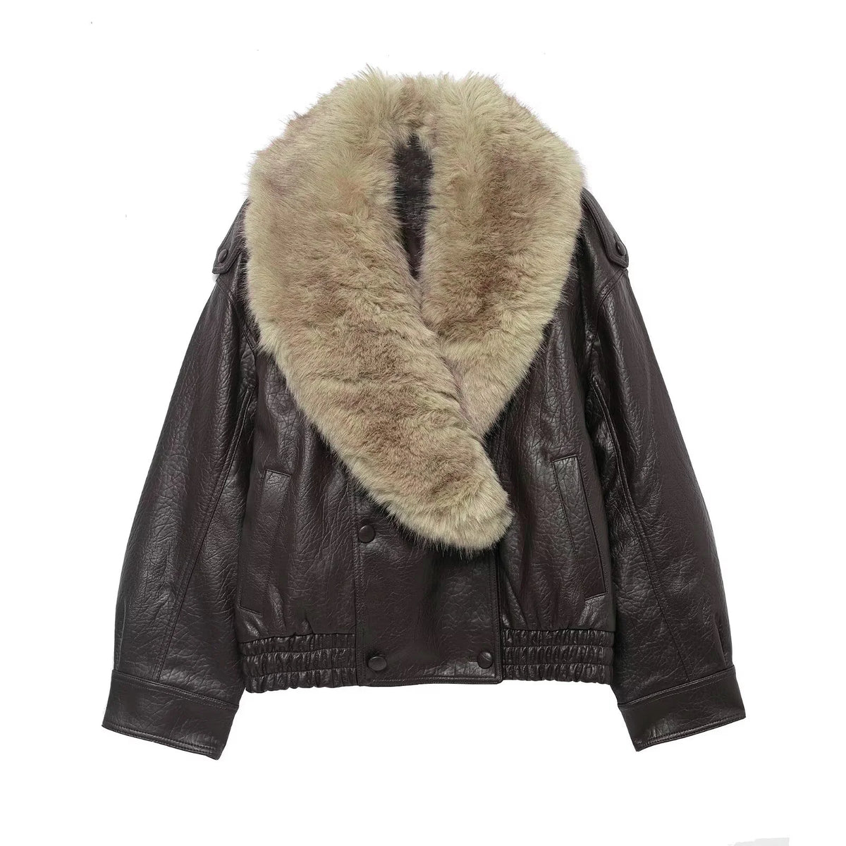 The Cruelty-Free Leather Coat with Fur Collar