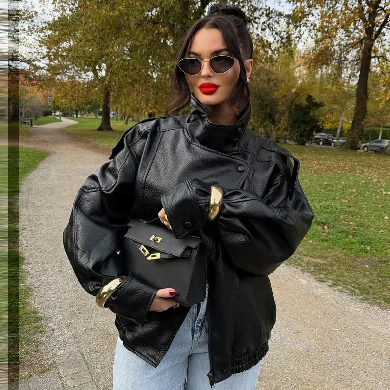 The Cropped Cruelty-Free Leather Bomber