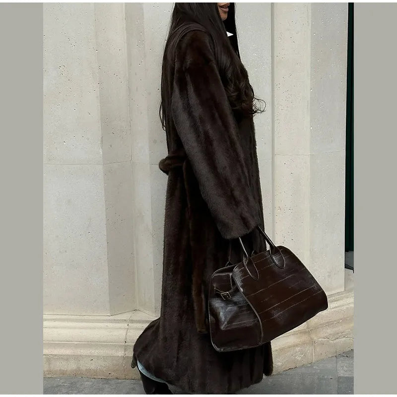 The Long Brown Cruelty-Free Fur Coat