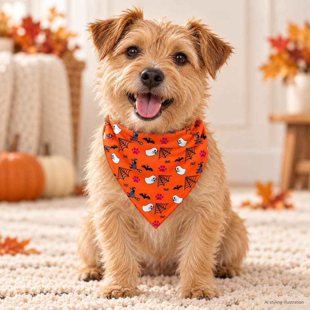 Halloween Orange Tie On Dog Bandana