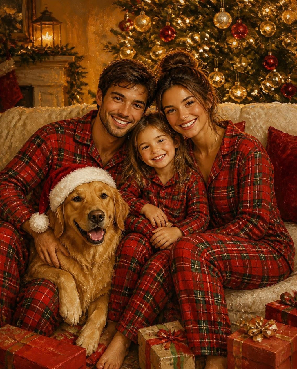 Style example: Family and pet Christmas portrait