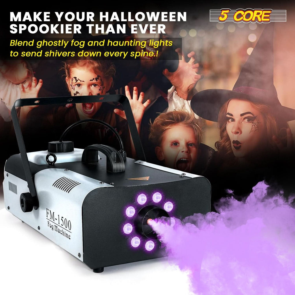 5 Core 1500W Fog Machine with 9 LEDs — 2.5L Tank