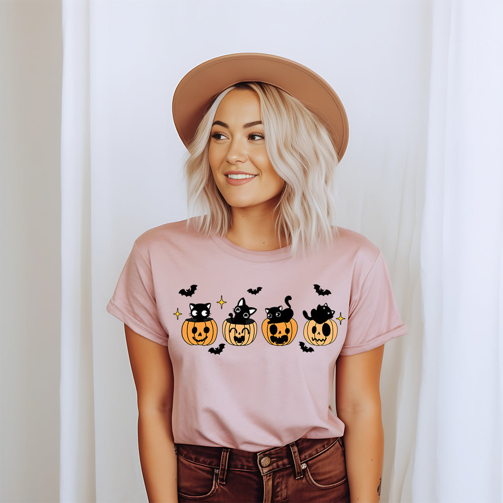 Black Cats & Pumpkins Halloween T-Shirt, view 1