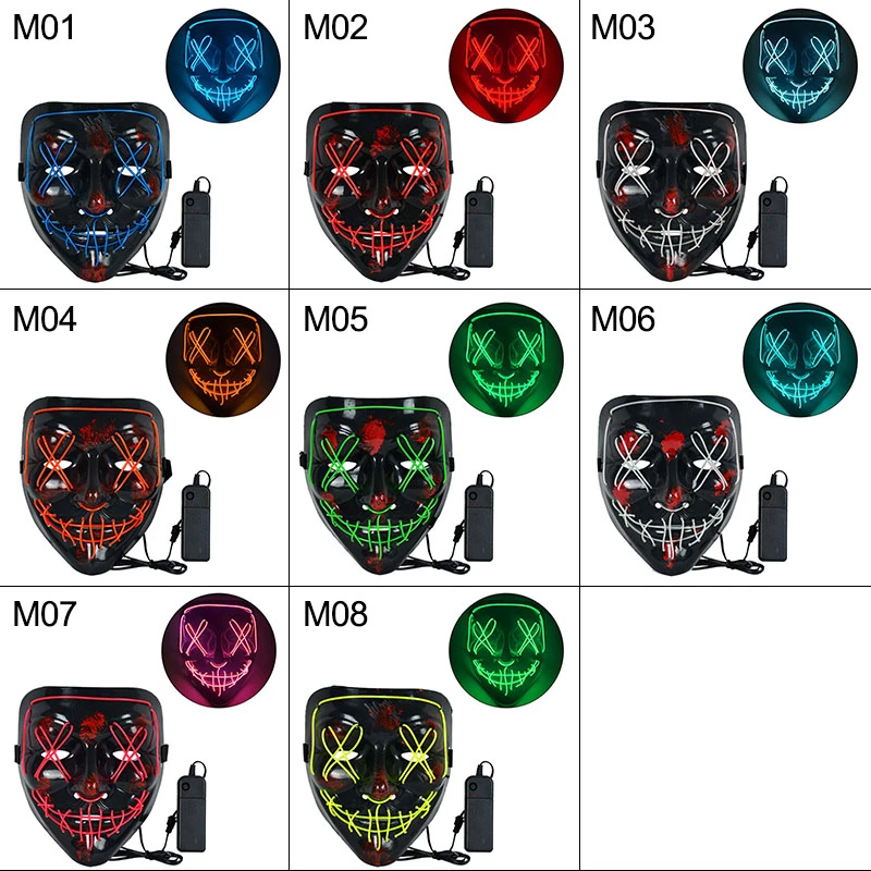 Halloween Neon Mask Led Glow Mask