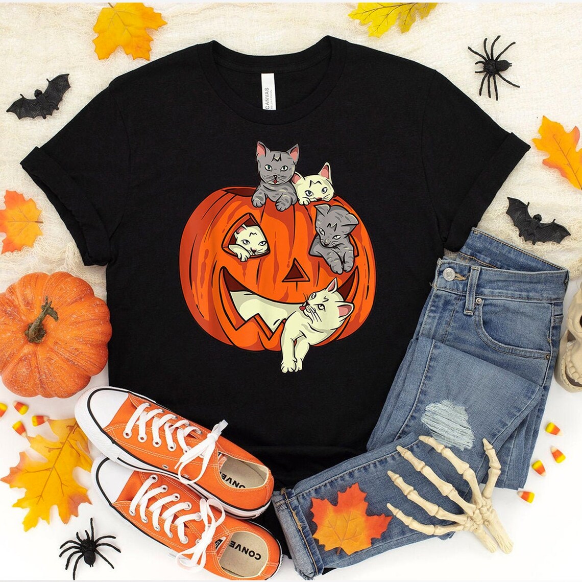 Pumpkin Cat Halloween T-shirt, view 1