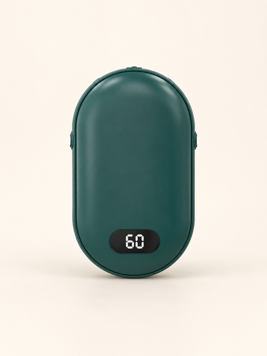 Green pocket hand warmer, front view
